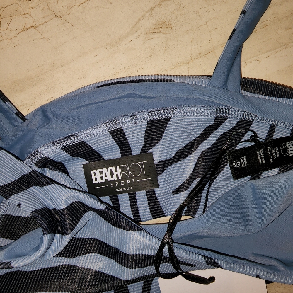 BEACH RIOT Leah Sports Bra in Slate Zebra Sz S - Picture 4 of 4
